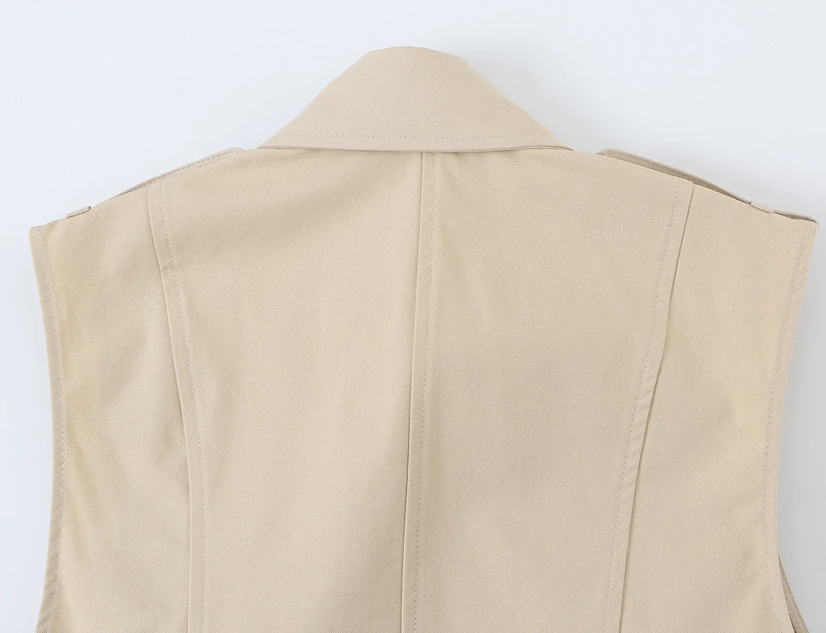 TFMLN 2026 Damen Ärmelloses Top mit Einreihiger Knopfleiste und Frontausschnitt-Design, Lässig-Elegantes Neues Einfarbiges Schickes Tanktop für Frauen – Detail 9