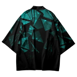 Kimono tradicional japonés con estampado geométrico de Anime para hombres y mujeres, camisas Yukata, cárdigan de playa, ropa de calle Haori, moda de verano, 2024