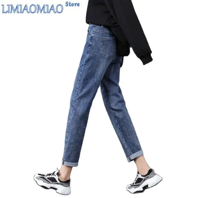 Blue Harem Pants Vintage High Waist Jeans Woman Boyfriends Women\'s Jeans Mom Jeans White Cowboy Denim Pants Vaqueros Mujer