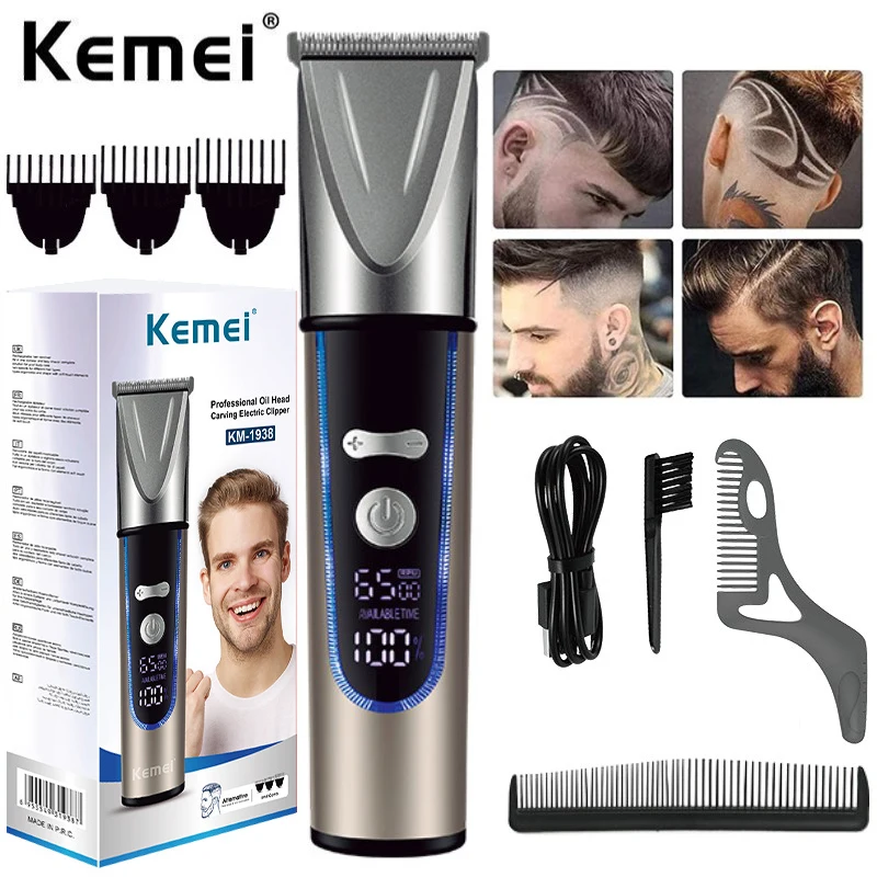 

Original kemei rechargeable hair trimmer for men with beard shaping tool electric clipper hair cutting machine 3-speed motor