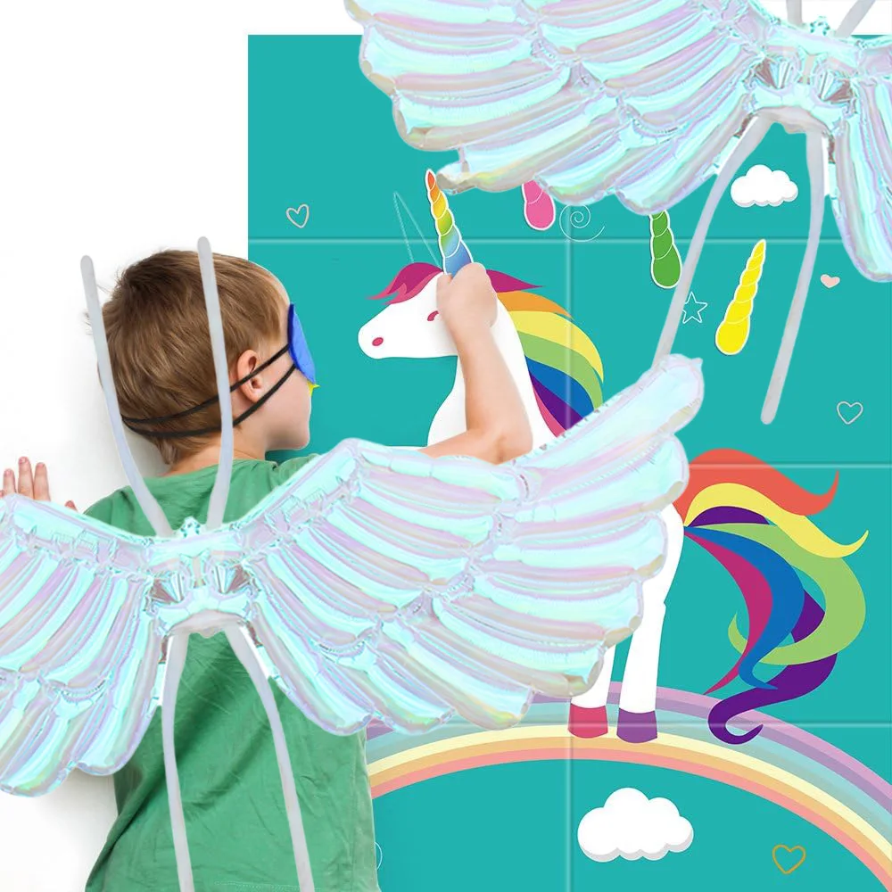 عبوتان من بالونات جناح يونيكورن الملونة، بالونات ملونة من رقائق جناح يونيكورن، مناسبة لحفلات عيد الميلاد وعيد الميلاد وجمعات الأصدقاء