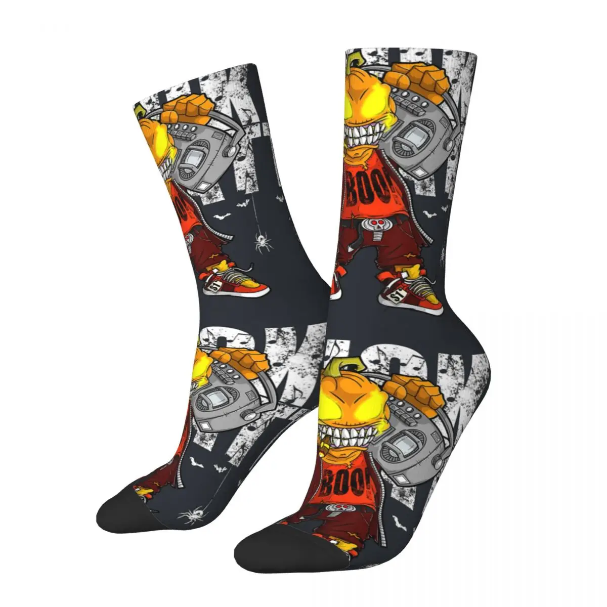 Retro Trick Or Treat Dope Hip Hop Halloween Graphic Men's compression Socks Unisex hip hop halloween5 Harajuku Crew Sock