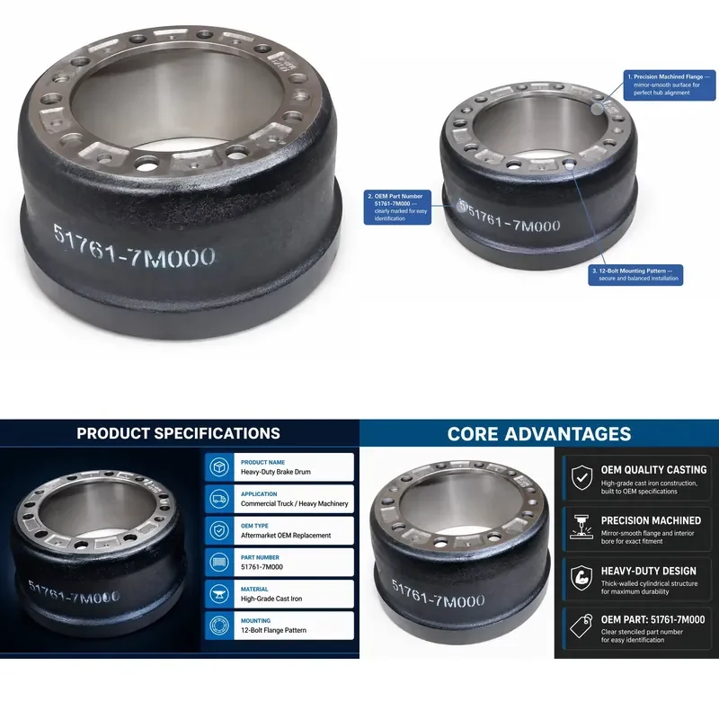 Heavy Duty Truck Brake Drums Advanced Cast Iron Replacement for Modern Commercial Vehicles Spare Parts Durable Reliable