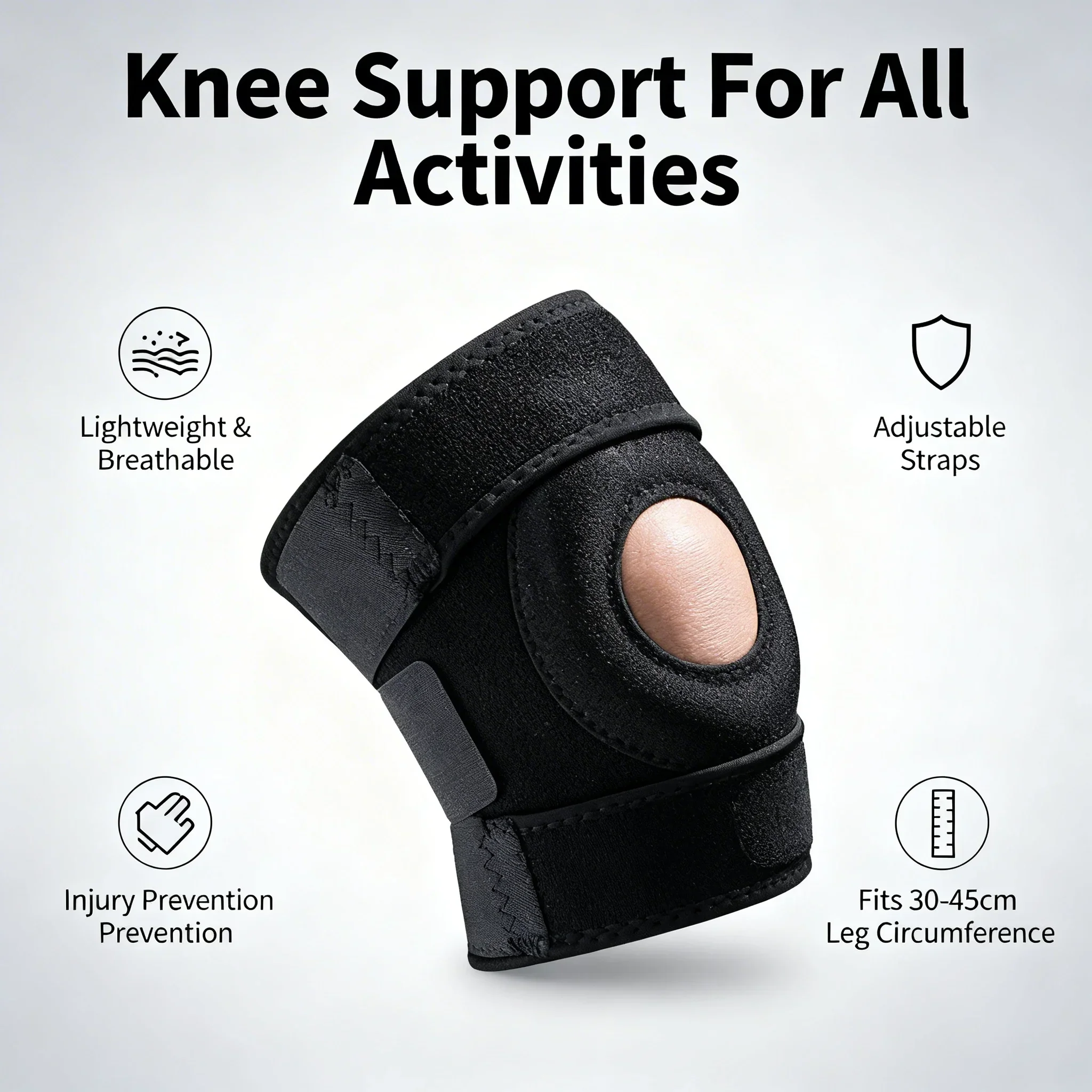 

1 Pc Adjustable Knee Support Brace with Open Patella Design for Functional Recovery And Stability