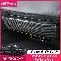 For Honda CR-V 2023 CRV Rear Seat Anti-kick Pad Plate Stainless Steel Panel Interior Accessories Black Brushed Carbon Silver
