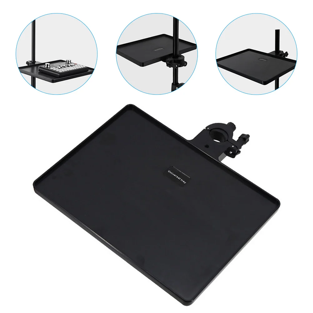 Microphone Tray Clamp-on Sound Card Stand Shelf Live Storage Black Holder Bracket