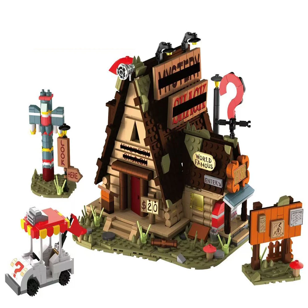 MOC – maison d'automne gravitée, Kit de blocs de construction, Architecture de ferme, décor de bureau, briques d'ornement, Puzzle, jouets DIY, cadeaux pour enfants