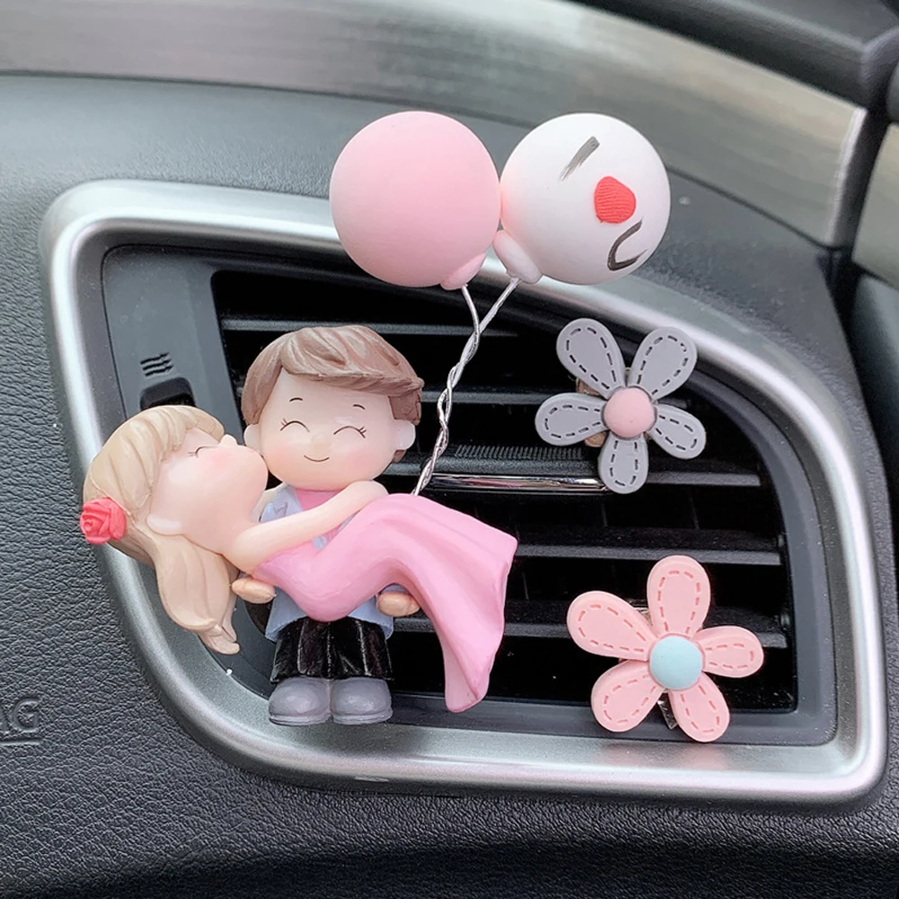 Lovely Couple Car Air Vent Freshener Essential Oil Perfume Clip Scent Aromas Diffuser Decor Fragrance Auto Interior Accessories