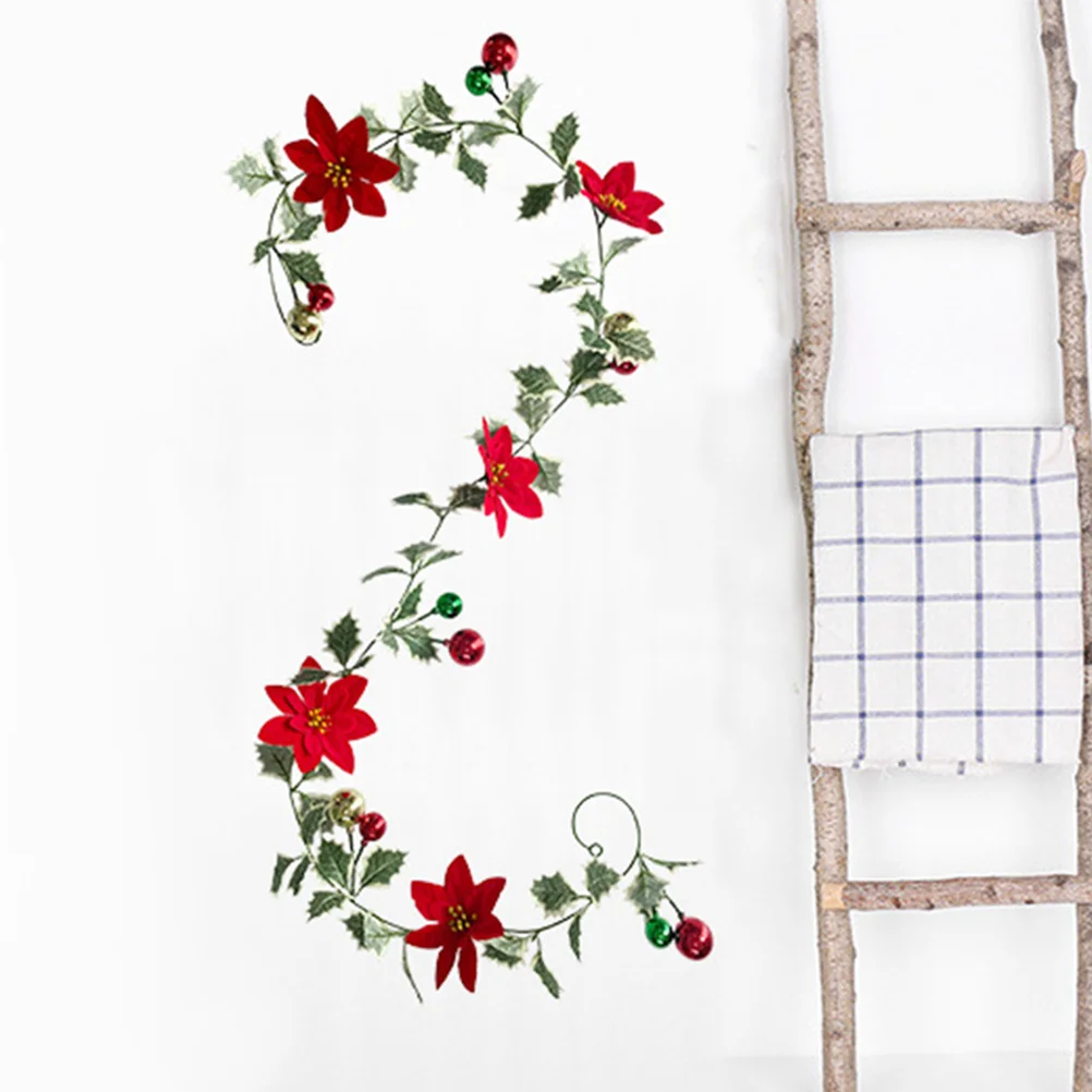 

Green Leaf Flower Christmas Garland Hanging Vine Artificial Rattan Decorative Garland for Bedroom Garden Home Holiday Decor