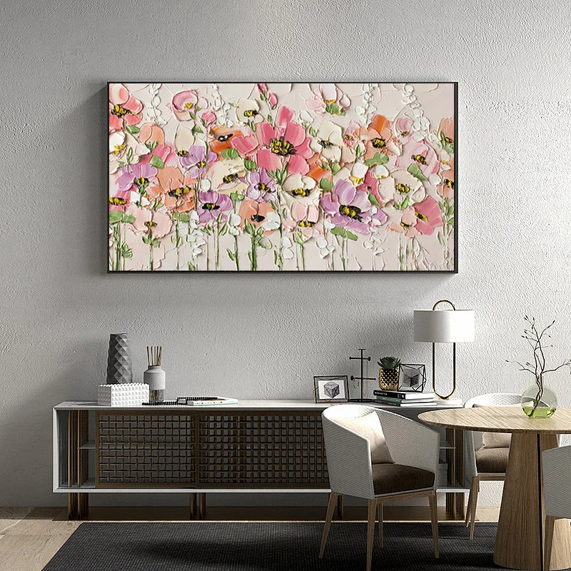 GATYZTORY 60x120cm Painting By Numbers Pink Flowers Canvas Drawing Pictures Large Size Oil Painting Handpainted Home Decoration