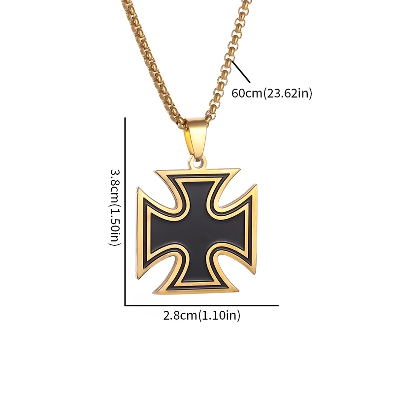 Fashion Trend Creative Design Wide Cross Stainless Steel Pendant Necklace for Men and Women With Versatile Personality