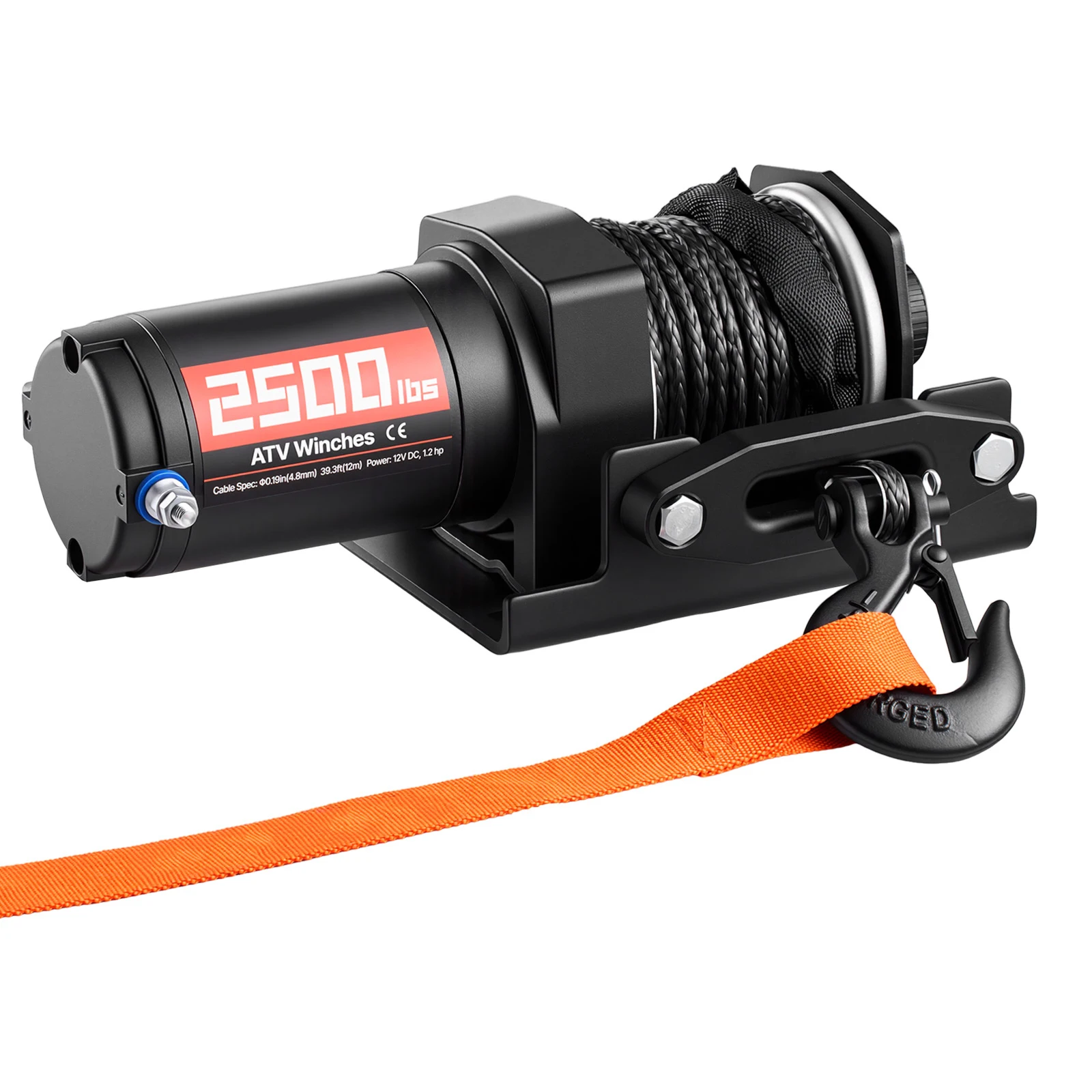 SucceBuy Treuil électrique filaire 12V 2500/3500LBS pour VTT/UTV avec câble synthétique de 32/39 pieds, plaque de montage en aluminium pour le remorquage de voitures