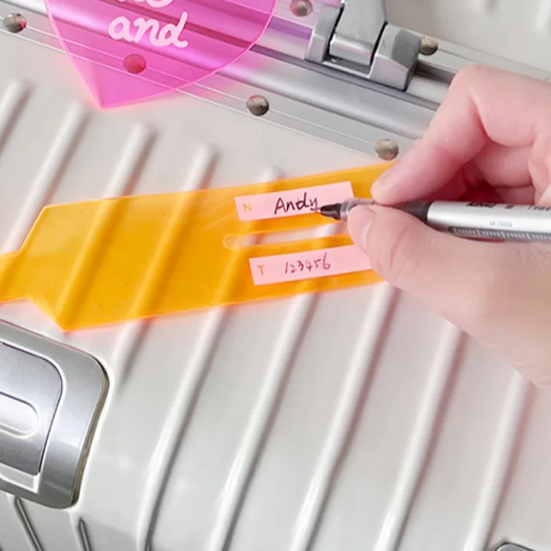 Wear-resistant Luggage Tag Anti-lost Writable Bag Label Bendable Fluorescence Color PVC Tags Traveling Bag Sturdy Long Labels