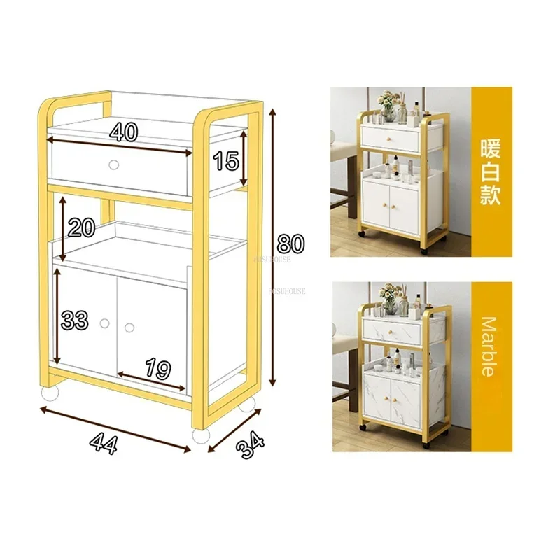 

A Beauty Salon Tool Cart Light Luxury Golden Salon Trolleys Creative Salon Furniture Room Rack Home Multi-layer Storage Cabinets
