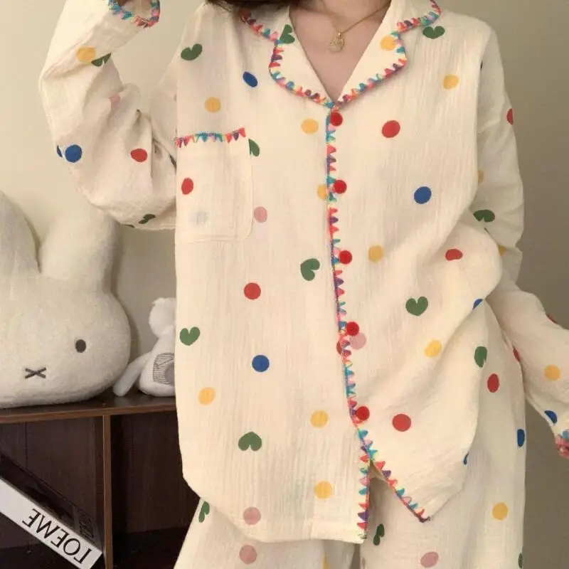 

Women's Clothing Pajama Set Homewear Long Sleeves Pants Two-Piece Set Autumn and Winter Thicken Comfortable Sweet Fashion