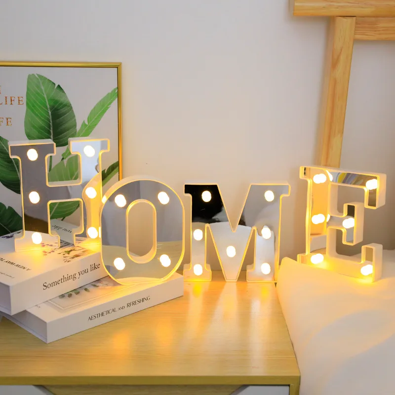 16cm Silver LED Letter Lights Home Decoration Luminous Alphabet Number Night Lamp Birthday Christmas Wedding Propose Decoration