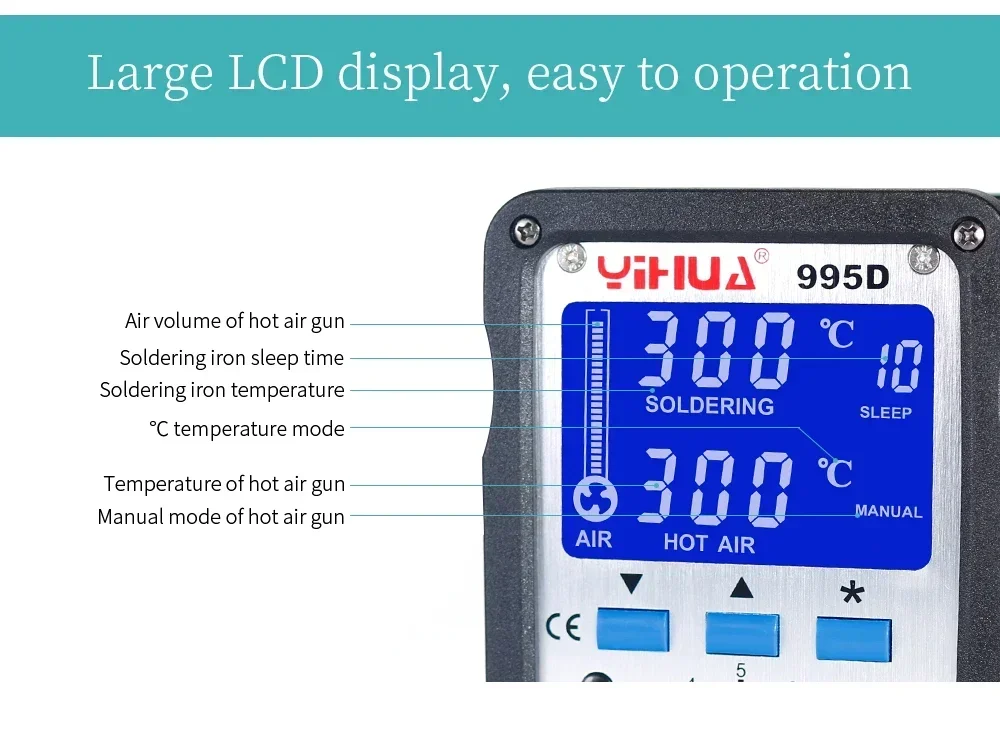 995D Soldering Station With Pluggable Hot Airiron BGA Rework  Phone Repair Welding