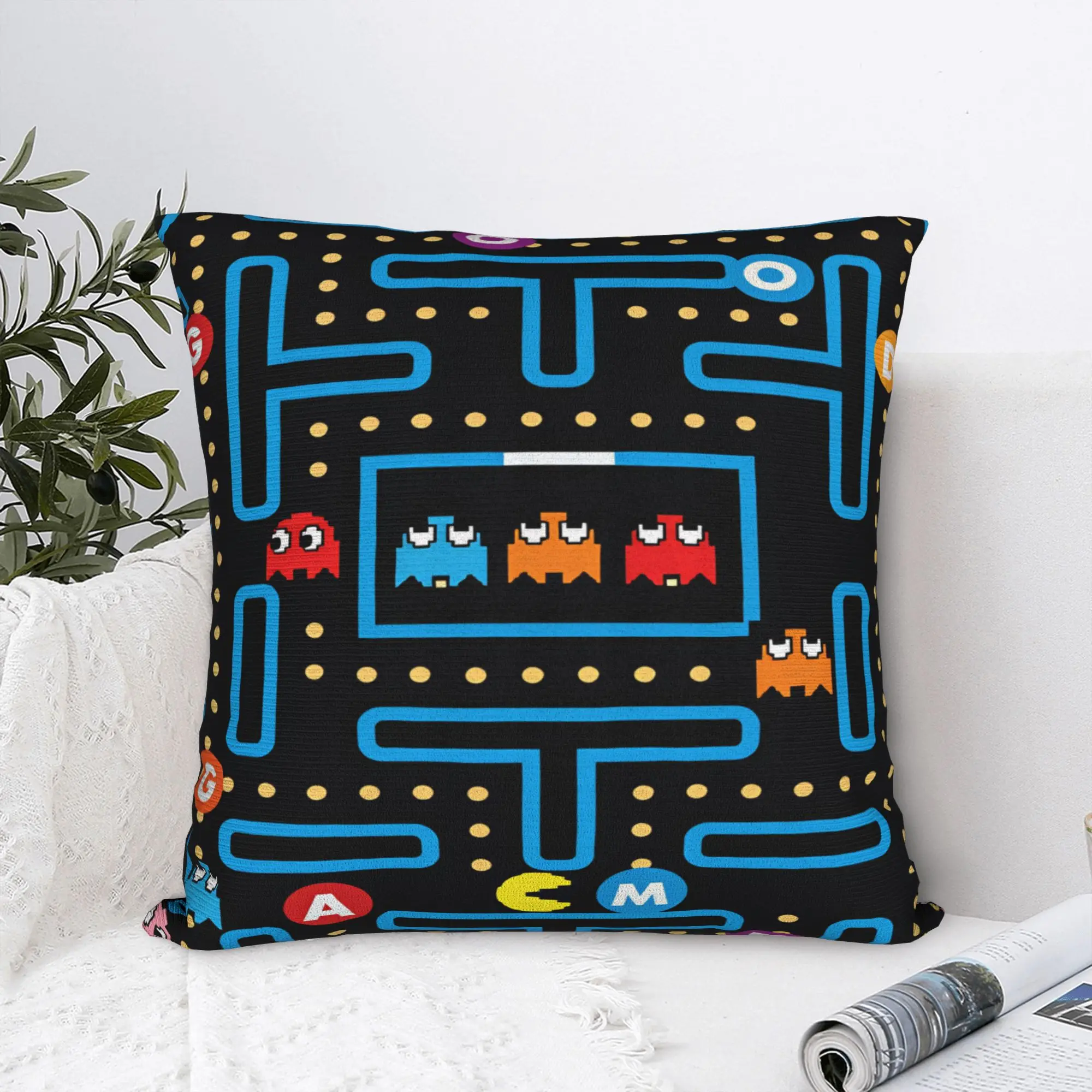 Pac-Man Snack Pillow Case  Print Pillow Cover Vintage Pillowcases For Couch Sofa Bedroom