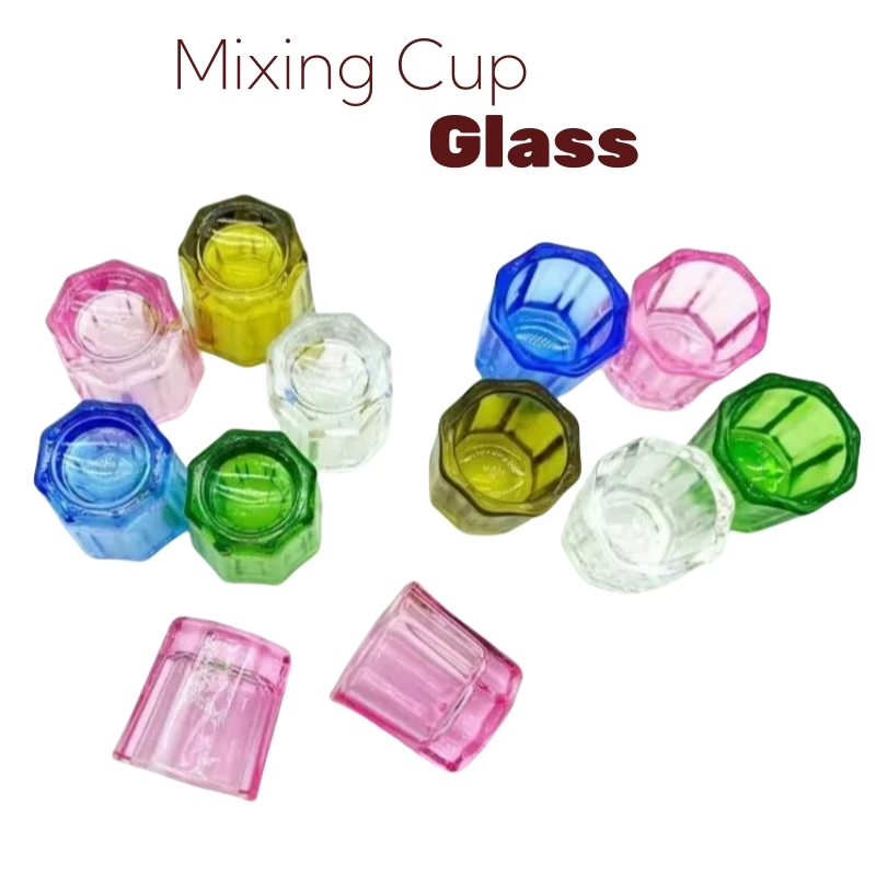 1pcs Dental Mixing Cup Dental Dappen Dishes Glass Crystal Cups Acrylic Nails Monomer Liquid Powder Crystal Bowls Holders 4 Color