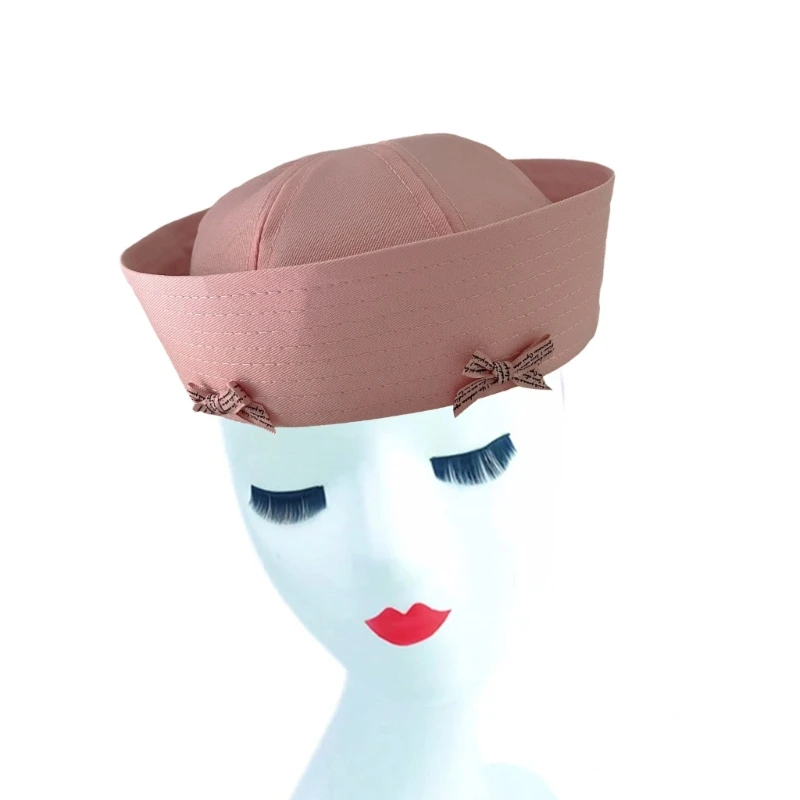 Cappello da marinaio per ragazze dolci con arrotolata Cappello da marinaio scuro con piccolo fiocco Divertente cappello