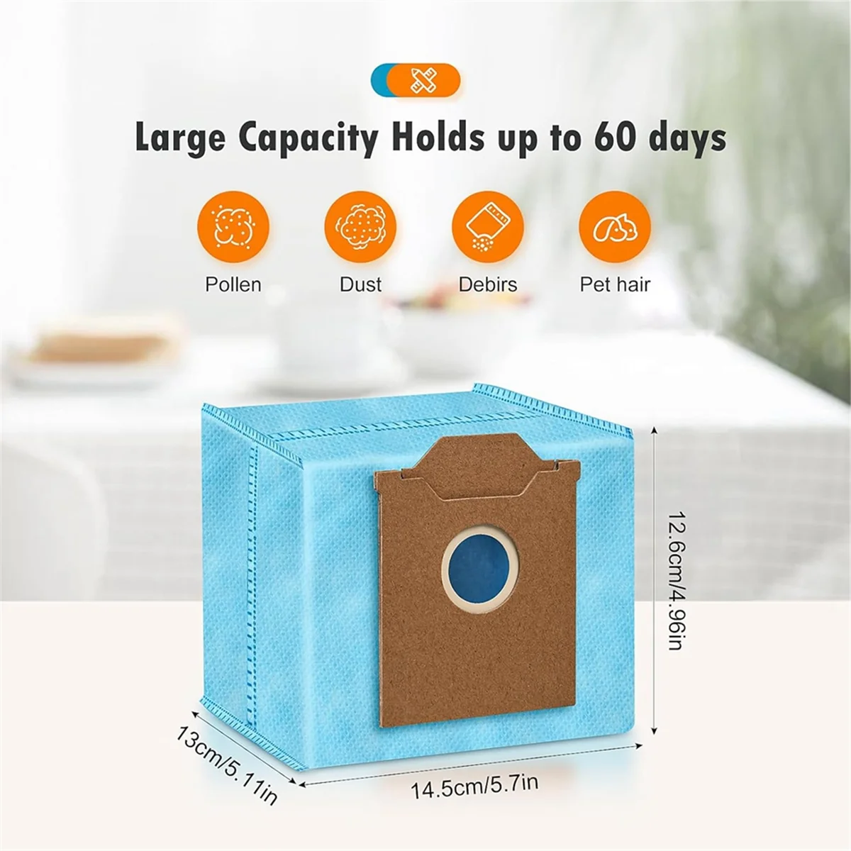 큐브 로봇 진공 자체 비우기 스테이션용 먼지 봉투, 진공 청소기 일회용 교체 가방, 8 팩