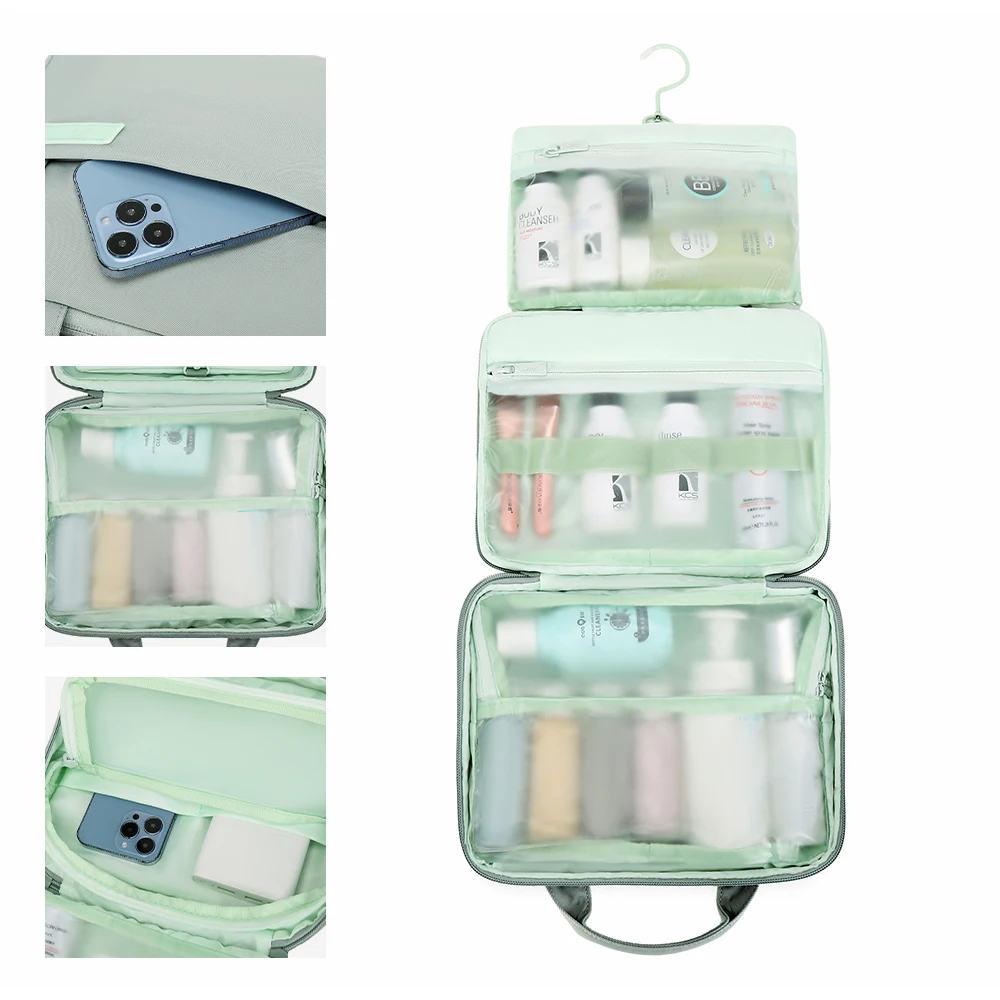 Travel Makeup Bag Large Capacity Cosmetic Bags for Women Waterproof Portable Pouch Open Flat Toiletry Bag Make up Organizer