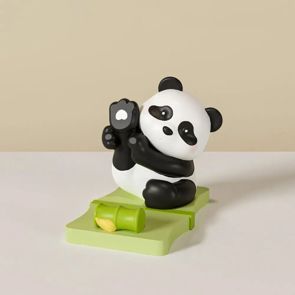 Panda Figure Panda Phone Holder PVC Doll Desk Decor Mobile Phone Stand Cartoon Portable Cell Phone Bracket Desktop Ornaments