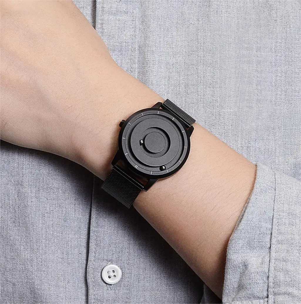 EUTOUR reloj analógico de cuentas magnéticas Unisex, correa de acero inoxidable y diseño de puntero único, reloj magnético para hombres