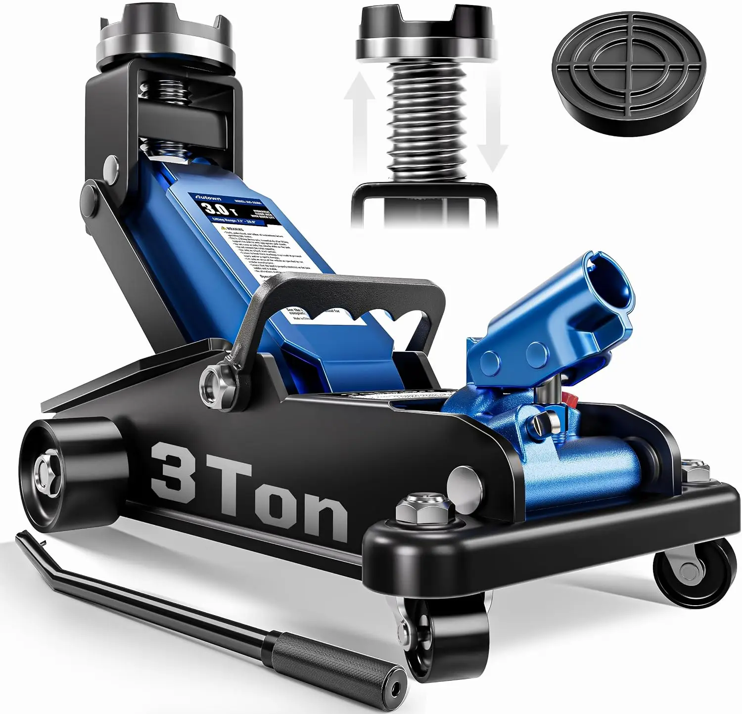 3 Ton Floor Jack, Alloy Steel Hydraulic Car Jack with Quick Lift & Cross-Shape Rubber Pad, 7.1-20.9 Inch Lifting Range for SUV T