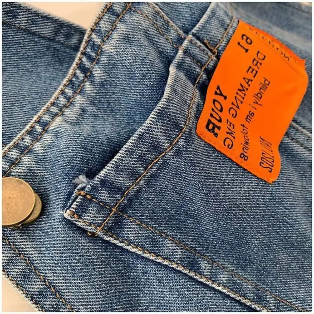 Legal S-5XL denim macacão de cintura alta maré cowboy calças largas perna casual alça solta calças jeans retas outono