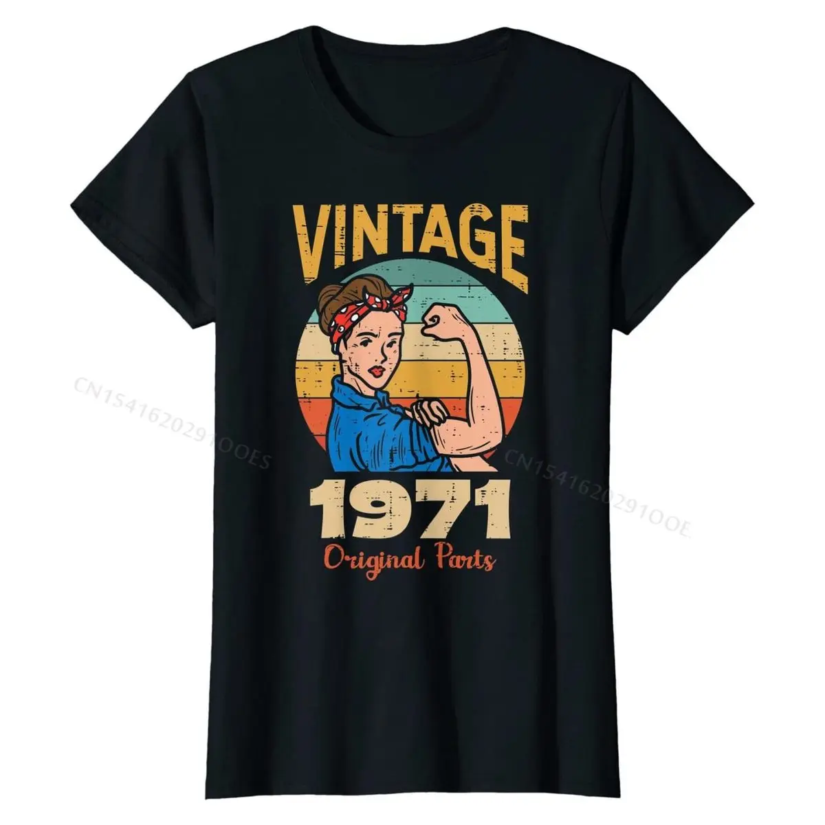 Womens Vintage 1971 Rosie Riveter 50 Years Old 50th Birthday Gift T-Shirt Casual Tops Shirts Cotton Youth T Shirts Casual Brand