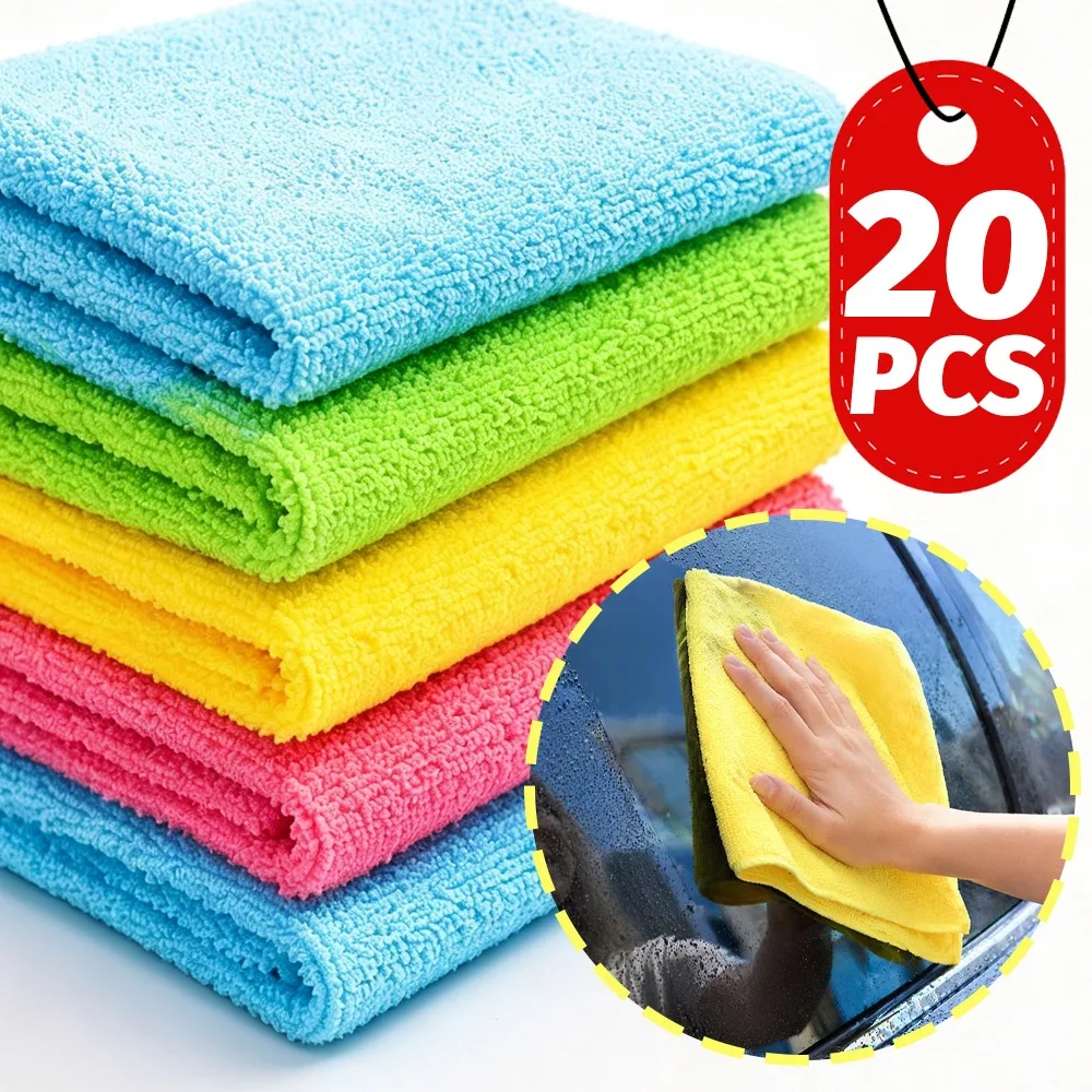 Car Washing Cloth Microfiber Cleaning Towel High Density Reusable Home Auto Body Care Window Glass Dust Removal Wipe Rag 5-20pcs