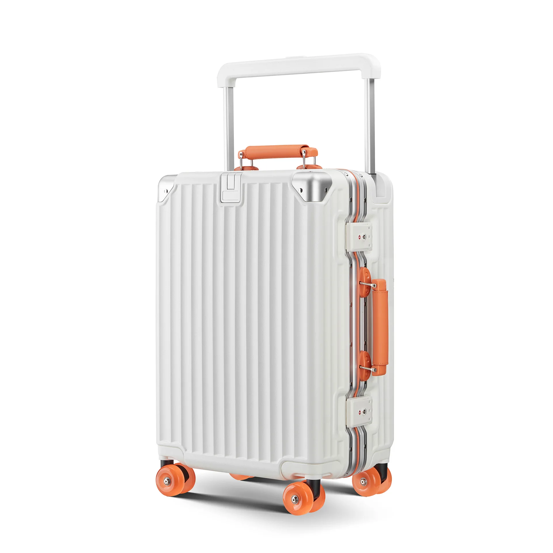 

Suitcase Aluminum Frame with Colorful Spinner Wheels TSA Lock Travel Wide Handle Trolley Case PC Material Rolling Luggage 20/24
