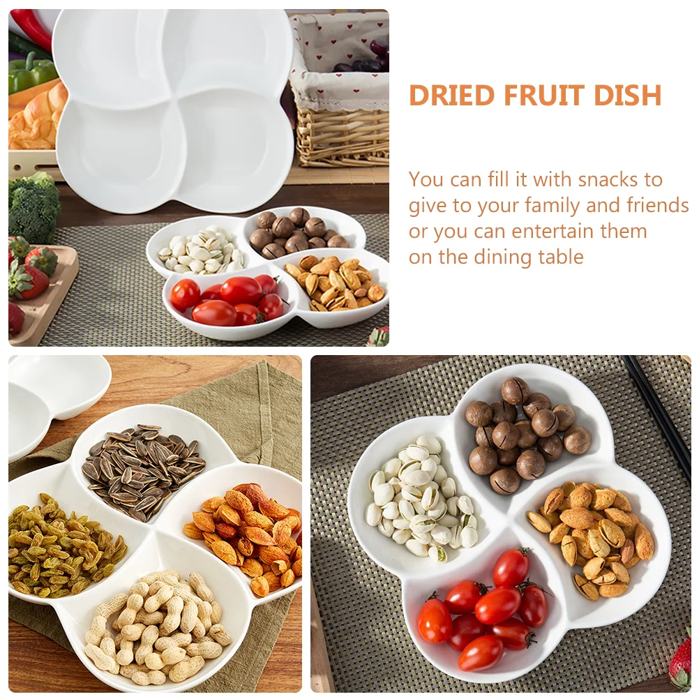 Four Compartment Fruit Plate Dried Food Snack Holder Tray Desktop Candy Serving Jewelry Multi-grid Dish