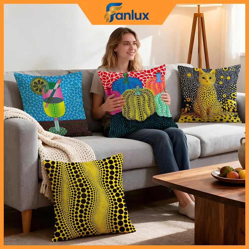 Art Yayoi Kusama Abstract Art Pumpkin Cushion Cover 4Pcs Decorative Covers Soft Cushion Case for Sofa Couch Decor 40x40 45x45