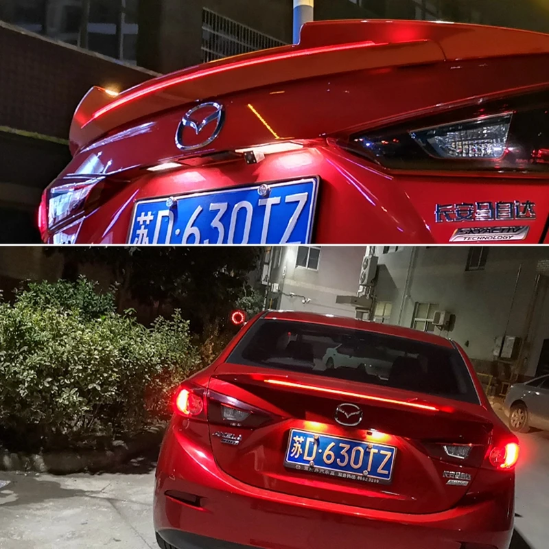 

Hot new ABS plastic with LED brake light color tail box wing spoiler auto parts suitable for Mazda 3 Axela sedan 4 doors 14-17UP