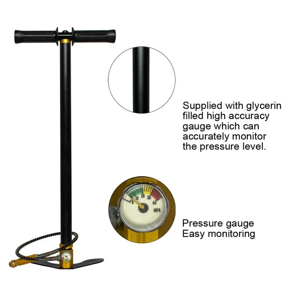 TUXING 300Bar 3-traps PCP-pomp 4500Psi Hogedruk handmatige luchtpomp voor PCP HPA-tank Jacht Auto Fiets Lucht bijvullen Duiken