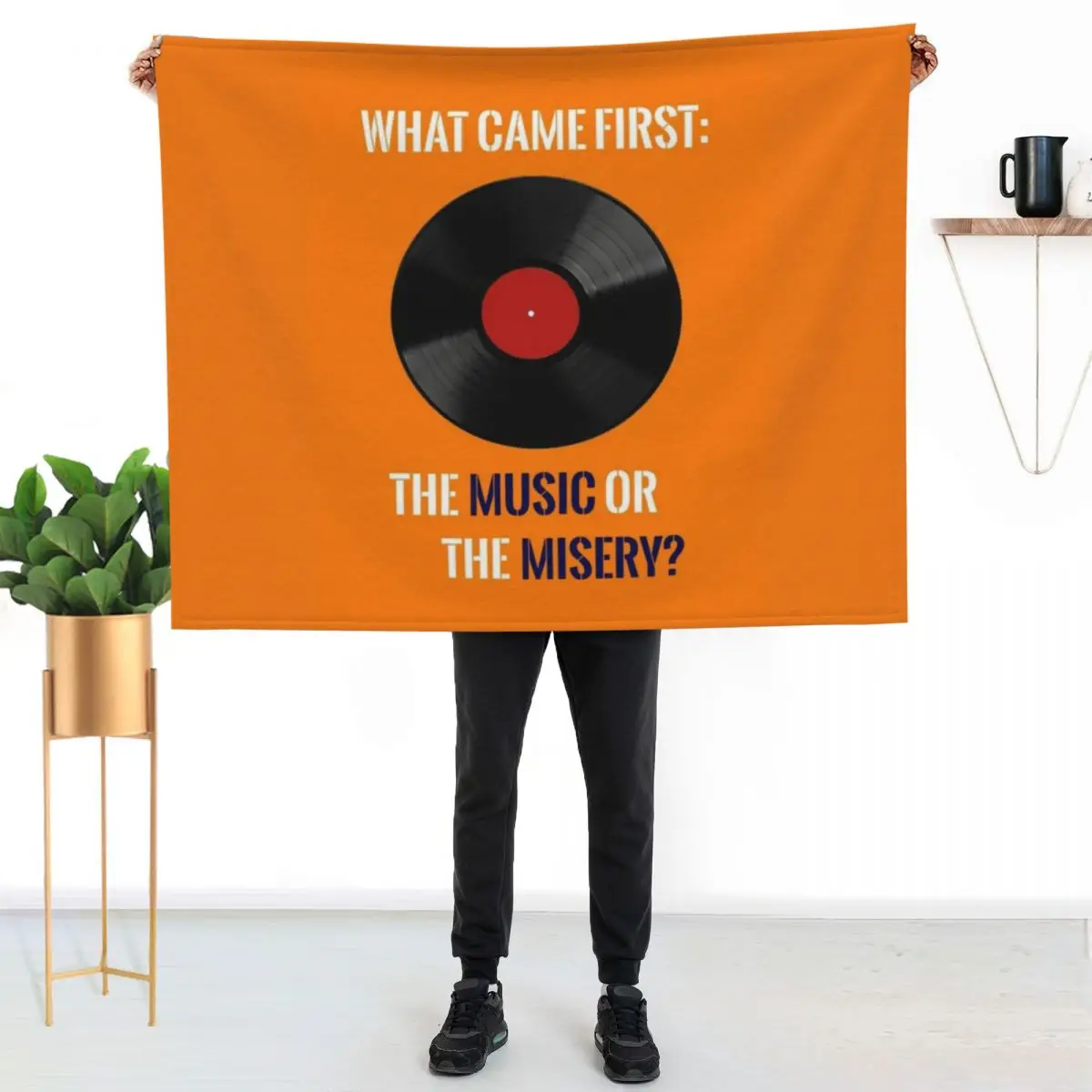 What Came First: The Music or The Misery? High Fidelity Quote Throw Blanket Thermal Stuffeds Hairy warm winter Quilt Blankets