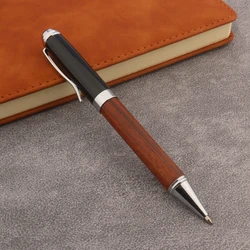 High Quality Wooden Ballpoint Pen Spin Red Wood Stationery Student Office Supplies Ink Pens