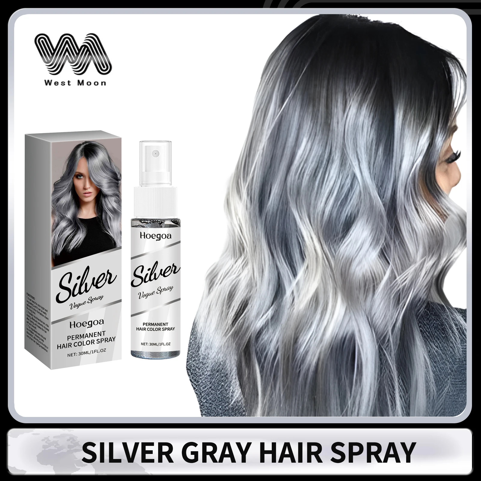 

Silver Gray Hair Dyeing Spray Quick Coloring Not Irritating to the Scalp Anti Frizz Revitalize Nourish Hair Fashionable Looks