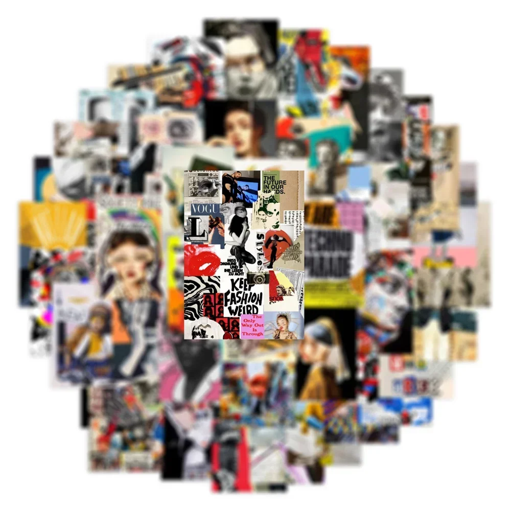 50pcs  Art Aesthetic Retro Vintage Collage Poster Graffiti Sticker For Laptop Phone Scrapbook DIY Stickers Scrapbooking Supplies