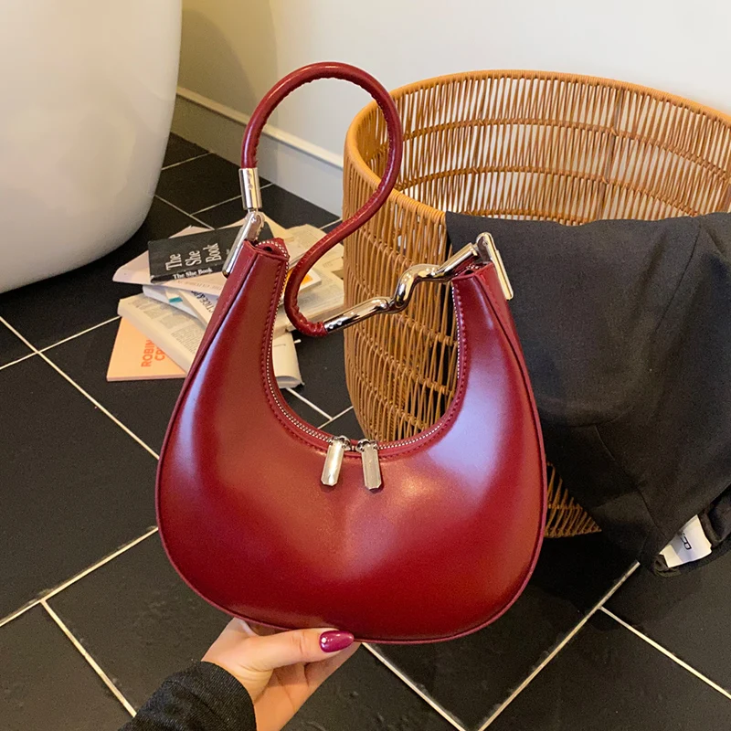 

Shopper Fashion Underarm Purse Designer Half Moon Shoulder Bag Red Wedding Wallet Trendy Crescent Hobo Handbag Lady Armpit Bag