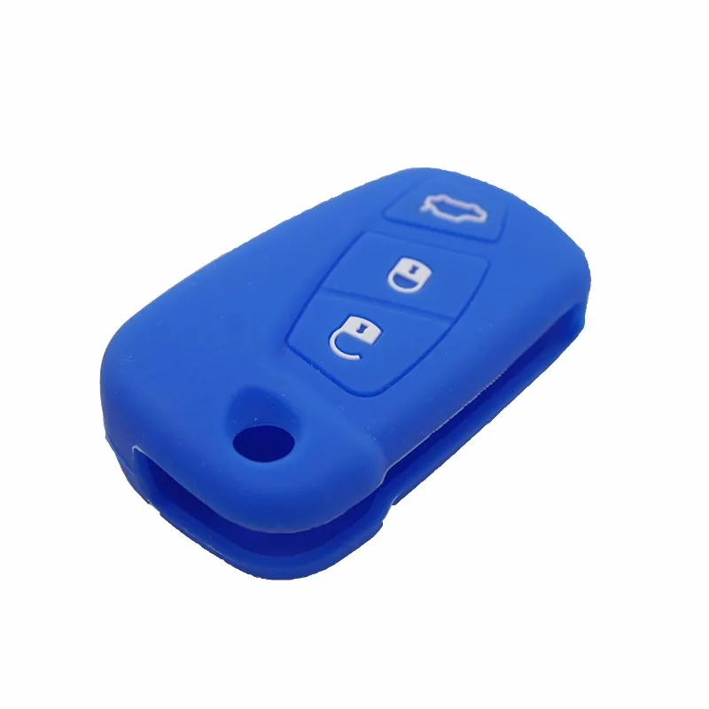 Xinyuexin Silicone Rubber Key Cover FOB Case for FORD KA GALAXY Fusion Mk4 Kuga Edg Remote Flip Key 3 Buttons Car Accessories