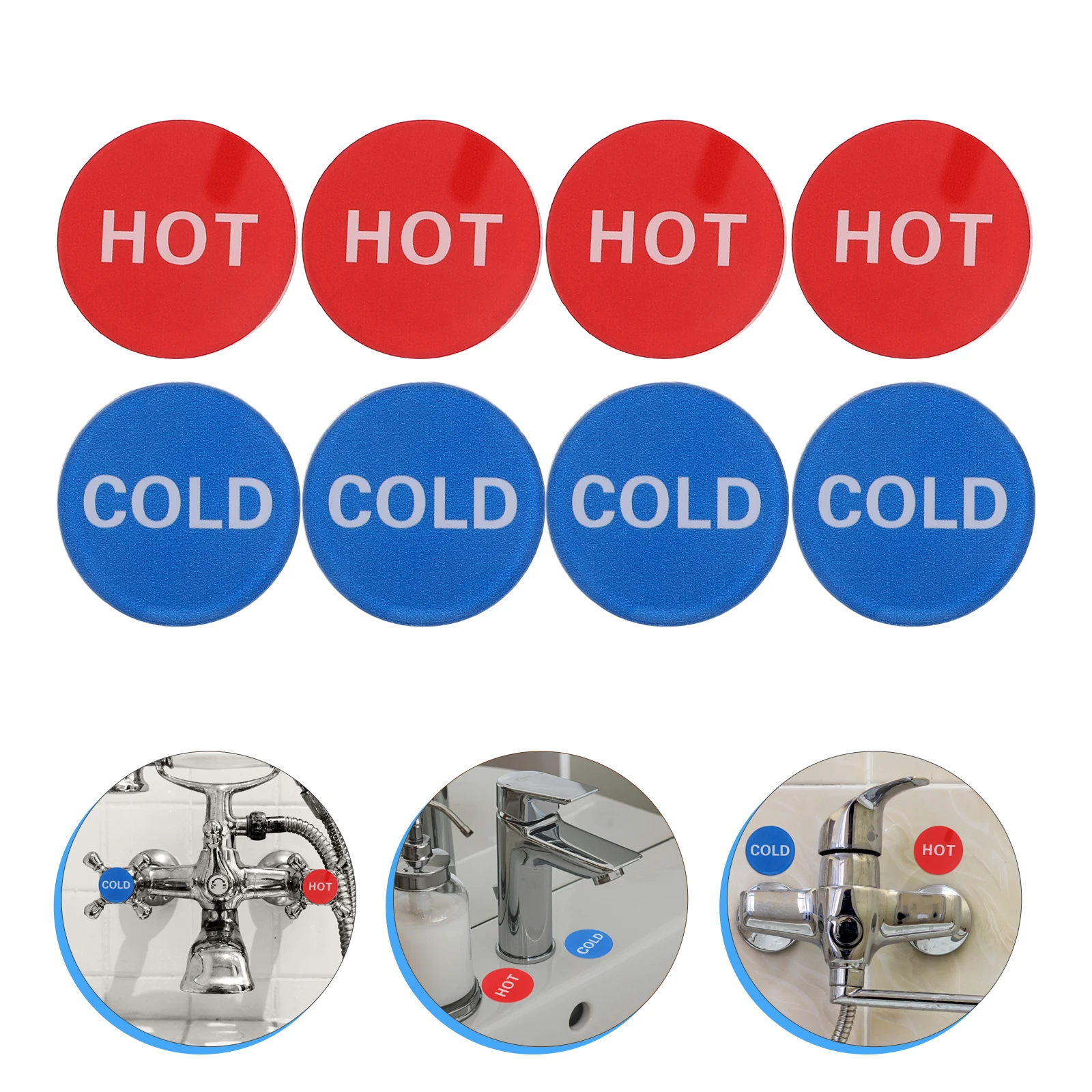 

4 Pairs Bathroom Signage Stickers Signs for Door Sink Acrylic Business Cold Labels Faucet