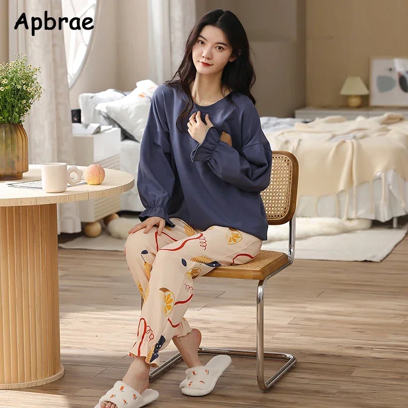 Autumn Winter Women Pajamas Set New Cotton Pijamas Long Sleeves Sleepwear Fashion Leisure O-neck Pyjamas Female Loungewear