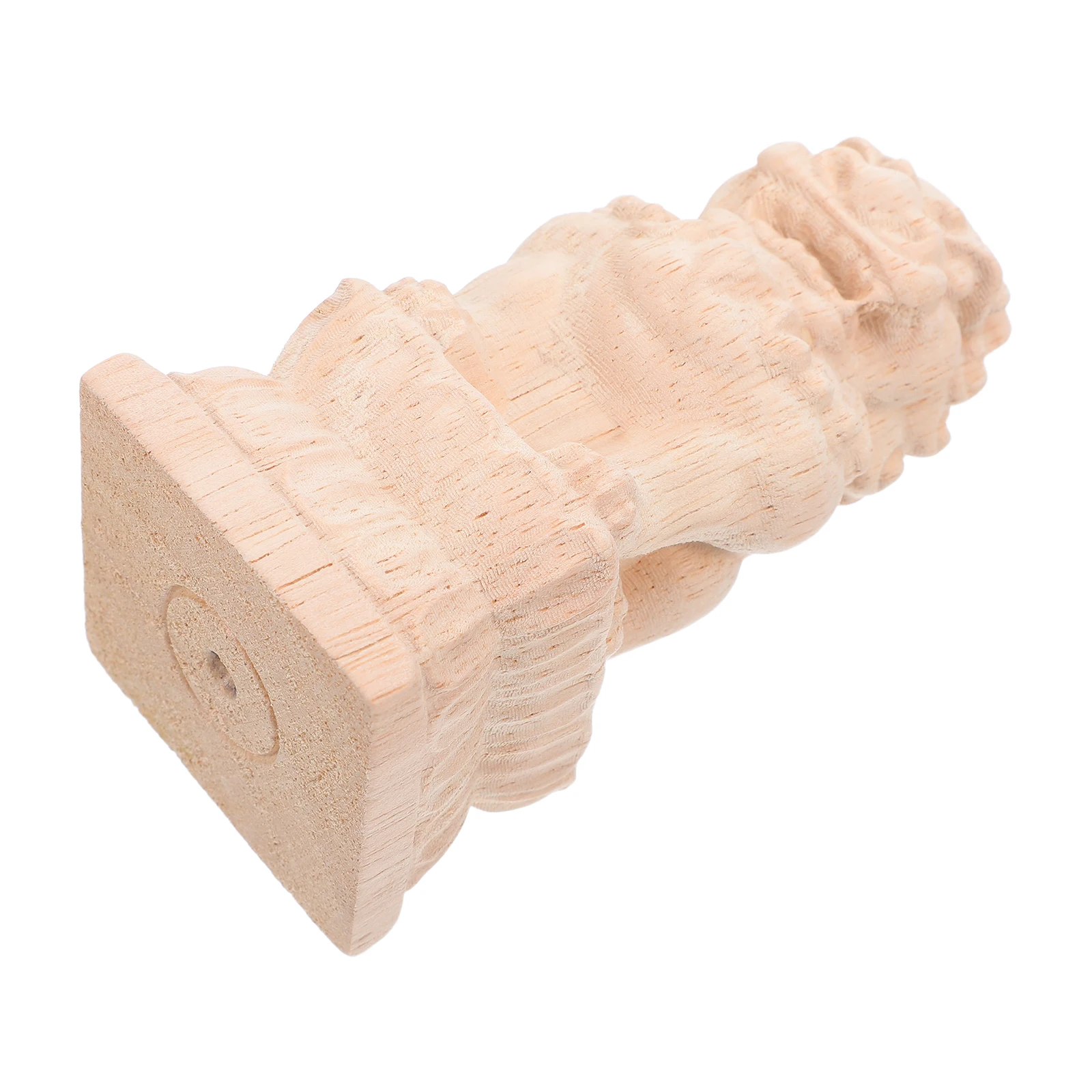 

Unfinished Wooden Guardian Lion Sculpture Bridge Finials Feng Shui Outdoor Garden Fence Post Decoration Bridge Finials Wood