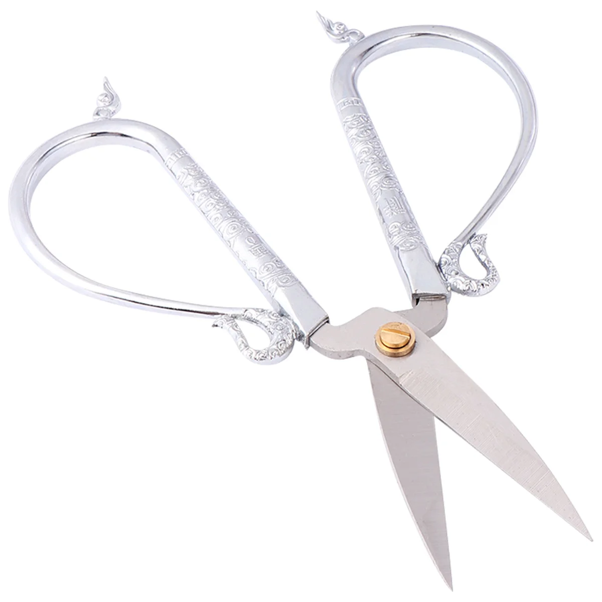 

1Pcs Auspicious Clouds Scissors Wedding Shears Vintage Style Durable Practical Embroidery Sewing Crafting Office Gift Silver