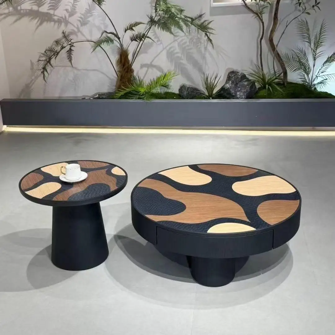 Round coffee table, antique combination household small apartment, high-end modern art, Italian style