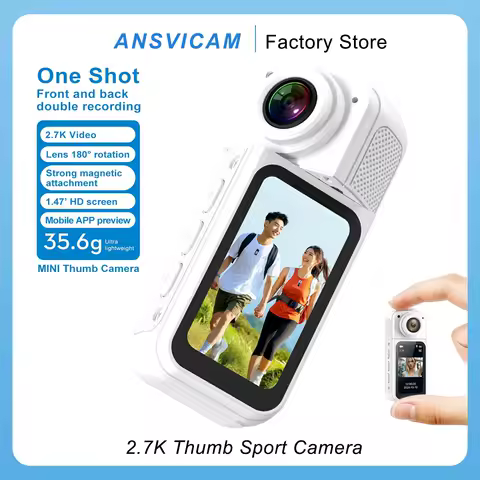 ANSVICAM 엄지 스포츠 카메라 2.7K HD 180 °   WIFI 스포츠 DV 사이클링 레코더 자기 매력 야외 1.47인치 액션 카메라 회전