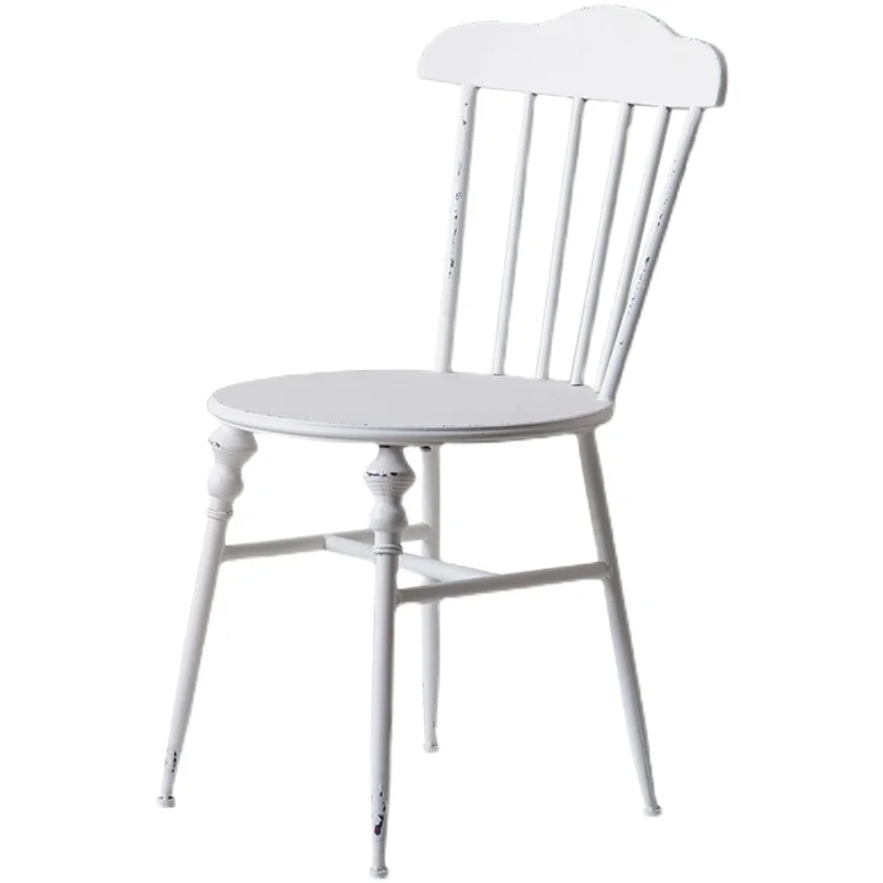 Retro nostalgic wrought iron backrest single chair dining chair outdoor courtyard open-air garden tables and chairs